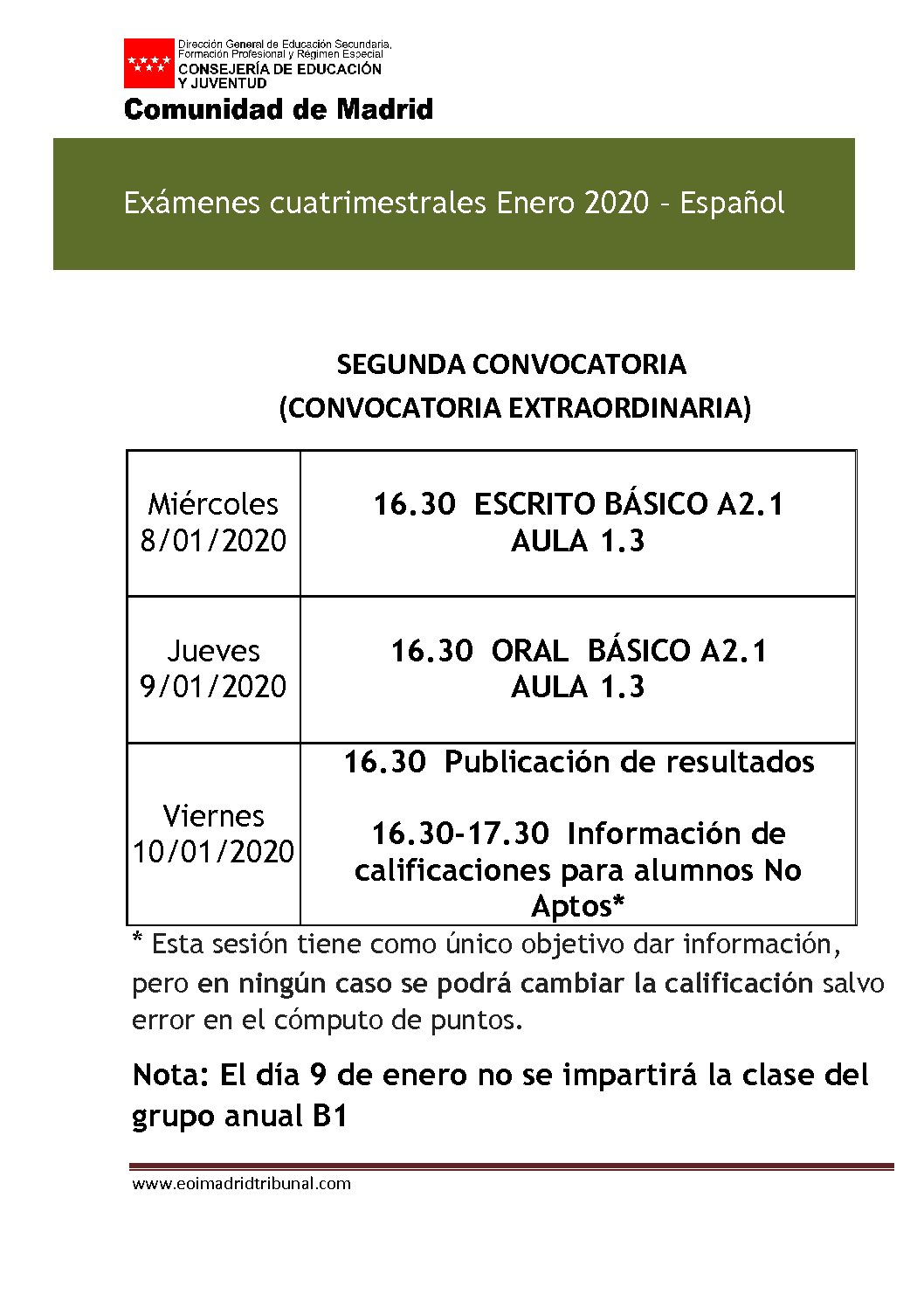 exámenes-cuatrimestrales-extraordinaria-español-2019-2020